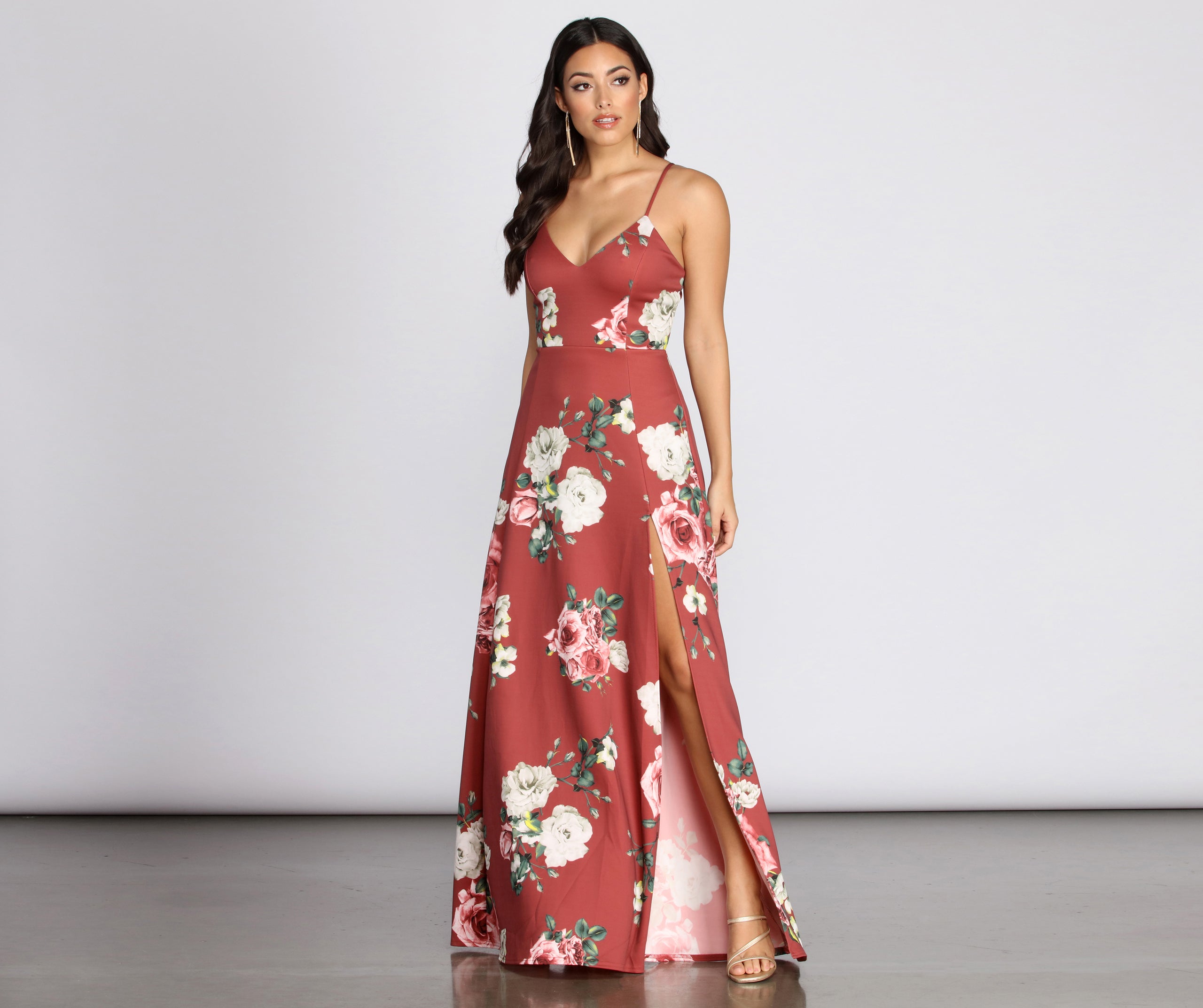 Danya Scuba Floral A-Line Dress