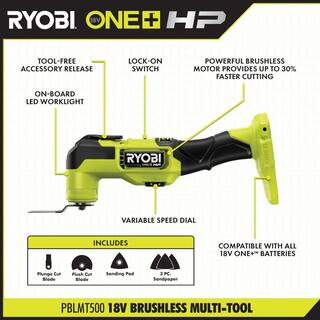 RYOBI ONE+ HP 18V Brushless Cordless Multi-Tool with FREE 2.0 Ah Battery (2-Pack) PBLMT50B-PBP2006