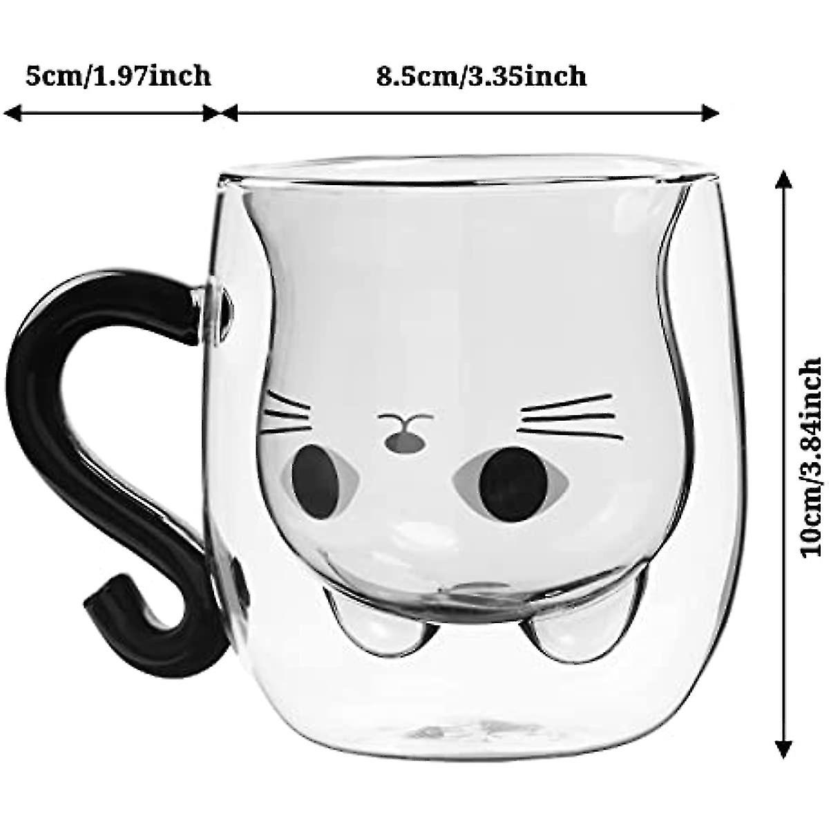 Tougo Cat Mug 250ml Double Wall Insulated Glass Tea Cup Coffee Cup Espresso Cup Milk Cup Christmas Birthday Gifts For Women Wife Mom Girlfriend Sister