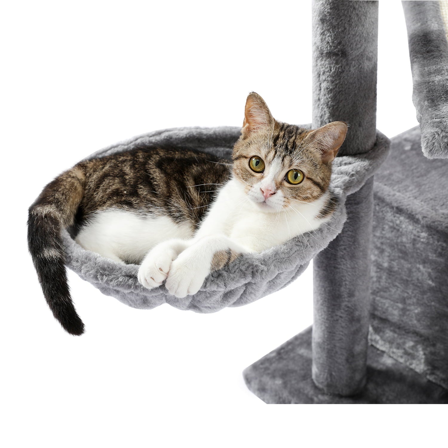 Cat Tree for Indoor Cats， 42 Inches Multi-Level Cat Tower with Sisal Covered Scratching Posts， Spacious Condo， Cozy Hammock and Plush Top Perch