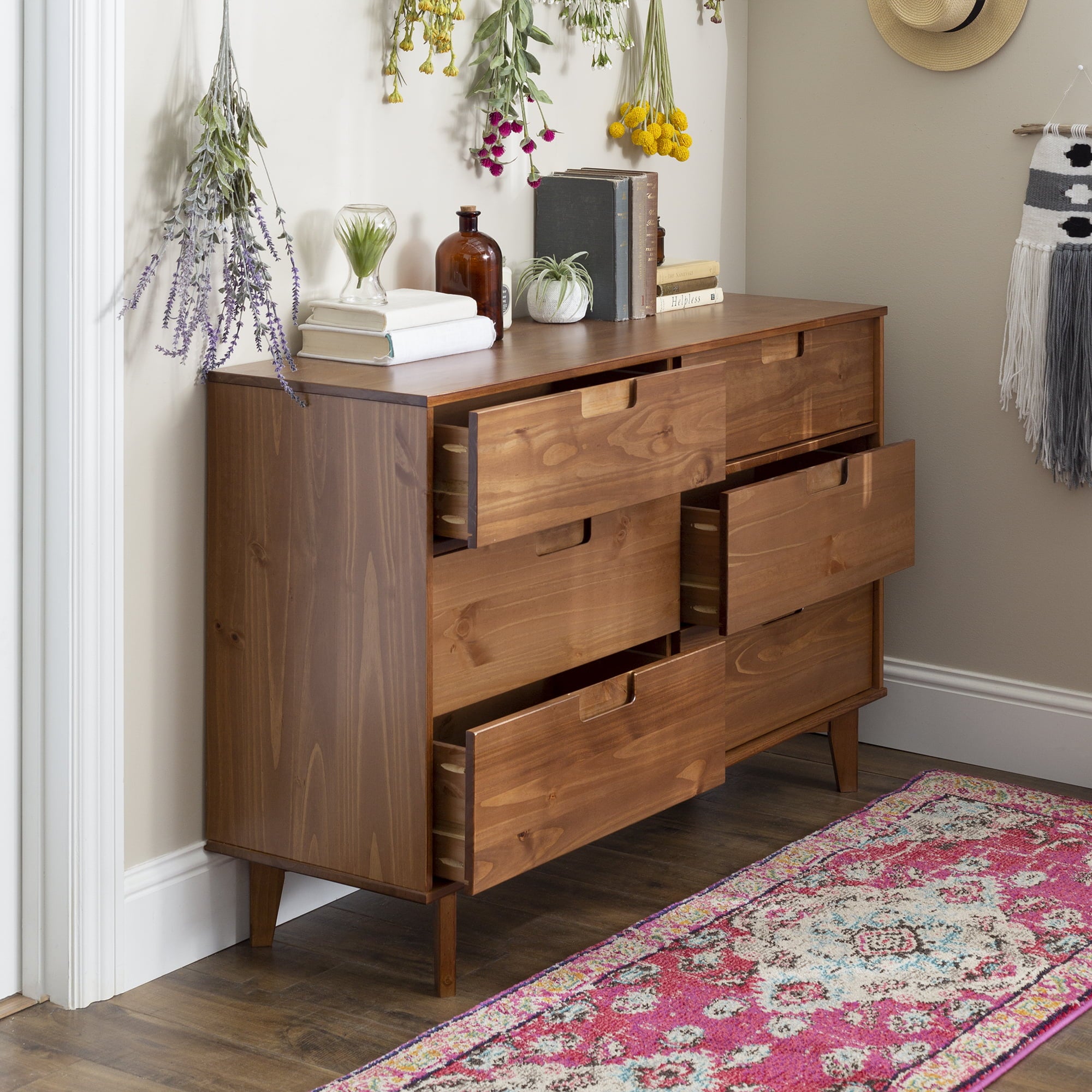 Manor Park Sonoma 6-Drawer Solid Wood Caramel Dresser