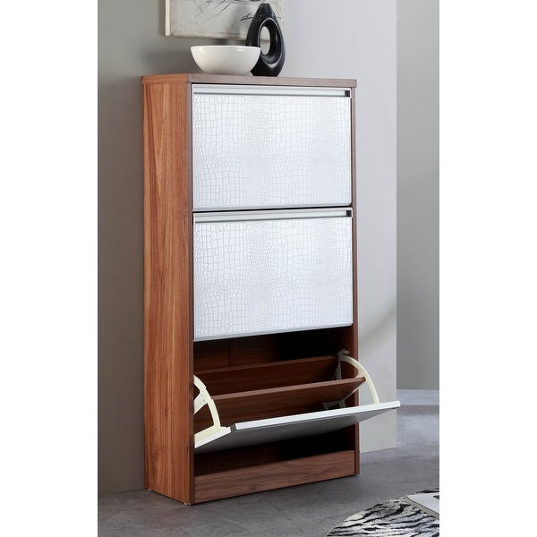 Durham Two Tone Wooden 3-teir Modern Shoe Cabinet - - 37210449