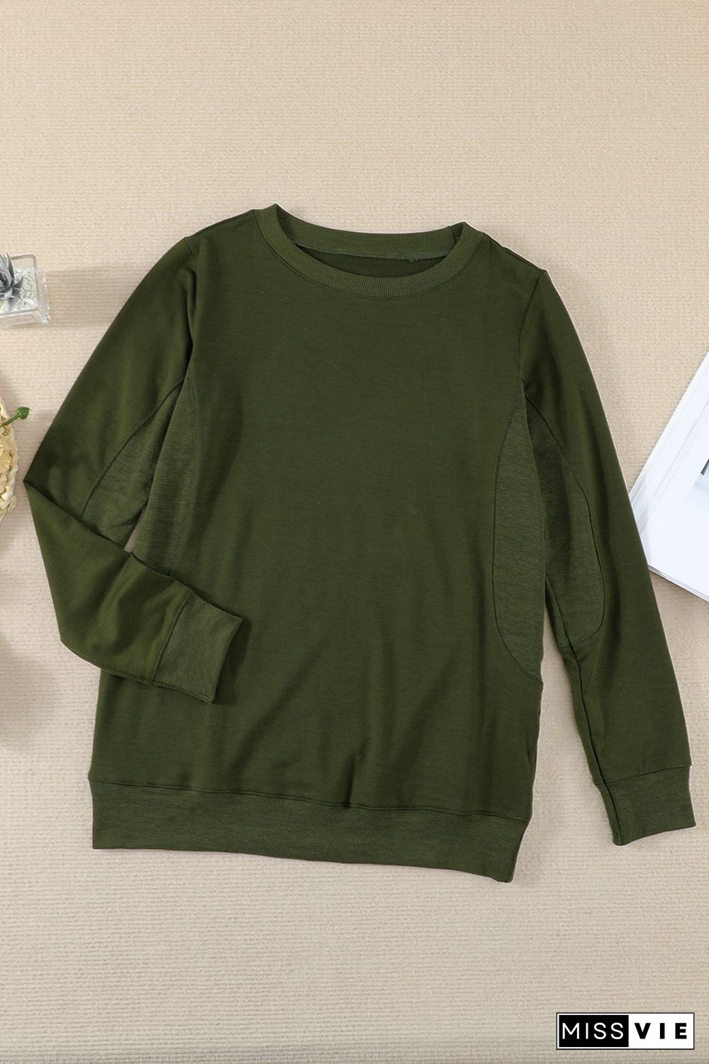 Green Wash Fleece Pullover Sweatshirt