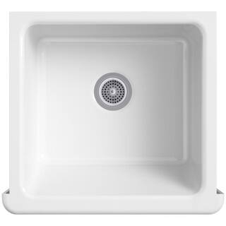 KOHLER Whitehaven Farmhouse Apron Front Undermount Cast Iron 24 in. Single Bowl Kitchen Sink in White K-5665-0