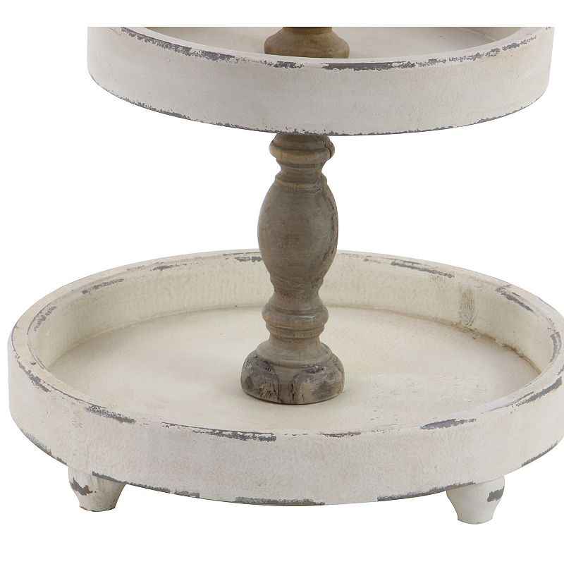 Stella and Eve White Wood Tiered Server