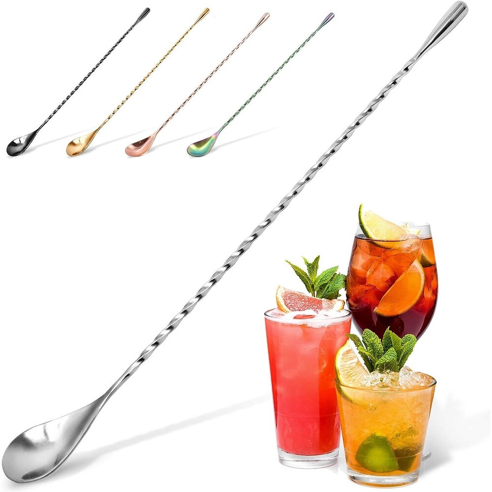 Zulay Kitchen Premium 12 Inch Stainless Steel Cocktail Spoon