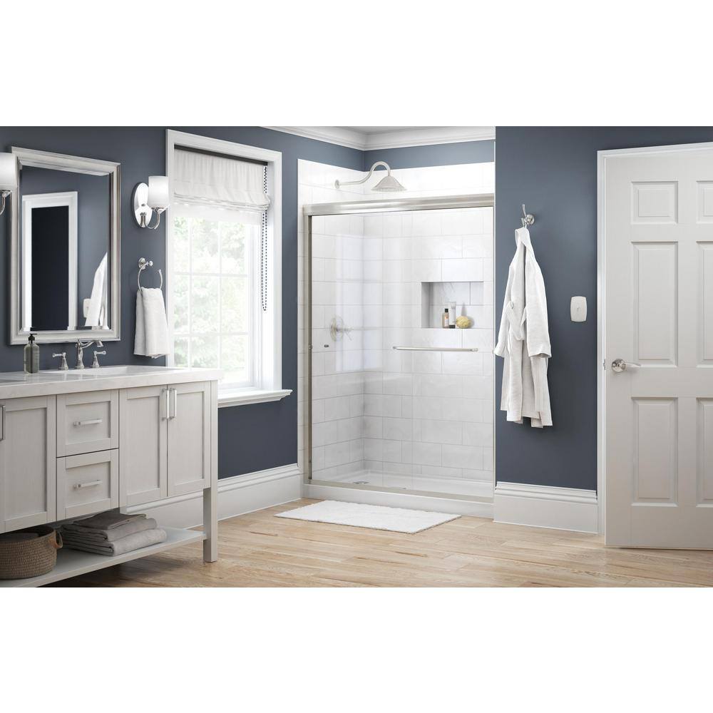 Delta Simplicity 60 in. x 70 in. Semi-Frameless Traditional Sliding Shower Door in Nickel with Clear Glass 1117895