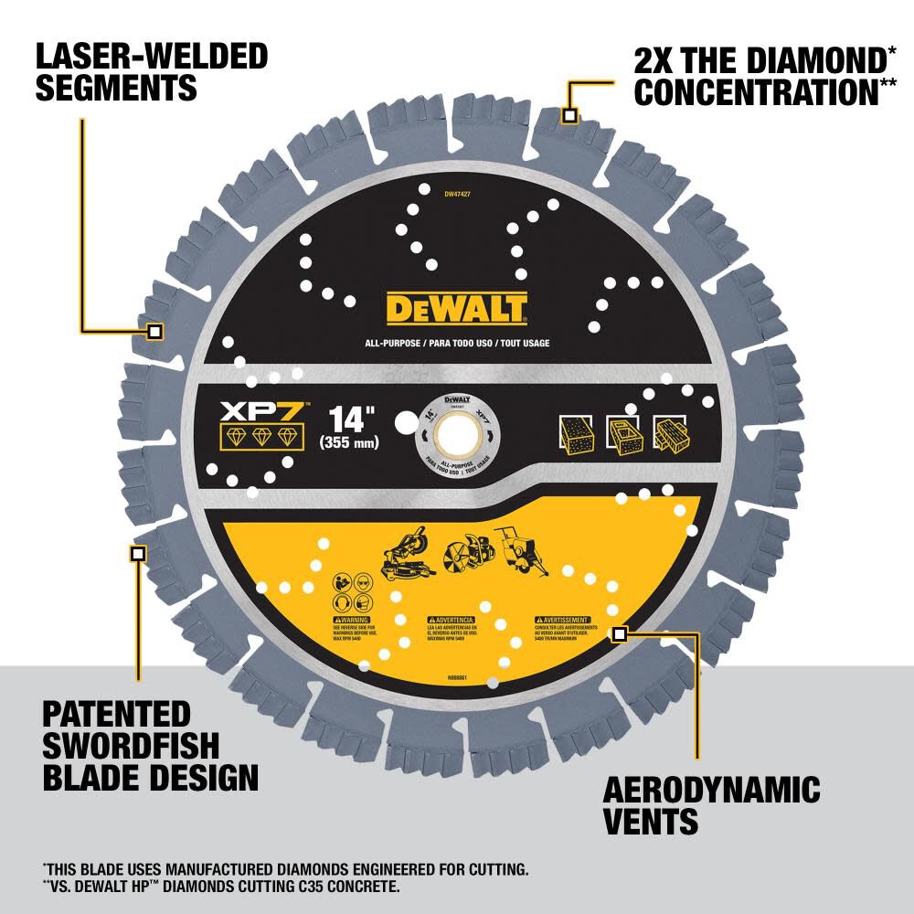 DEWALT Diamond Blade 14" SEGMENTED XP7 ALL PURPOSE DW47427 from DEWALT