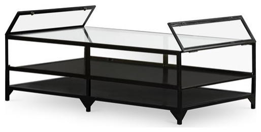 Yonatan Coffee Table Black  Tempered Glass   Midcentury   Coffee And Accent Tables   by Virgil Stanis Design  Houzz