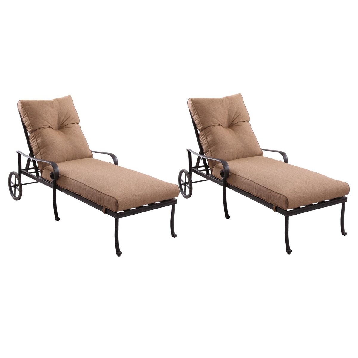 Darlee Santa Anita 2 Piece Cast Aluminum Patio Chaise Lounge Set W/ Sesame Cushions