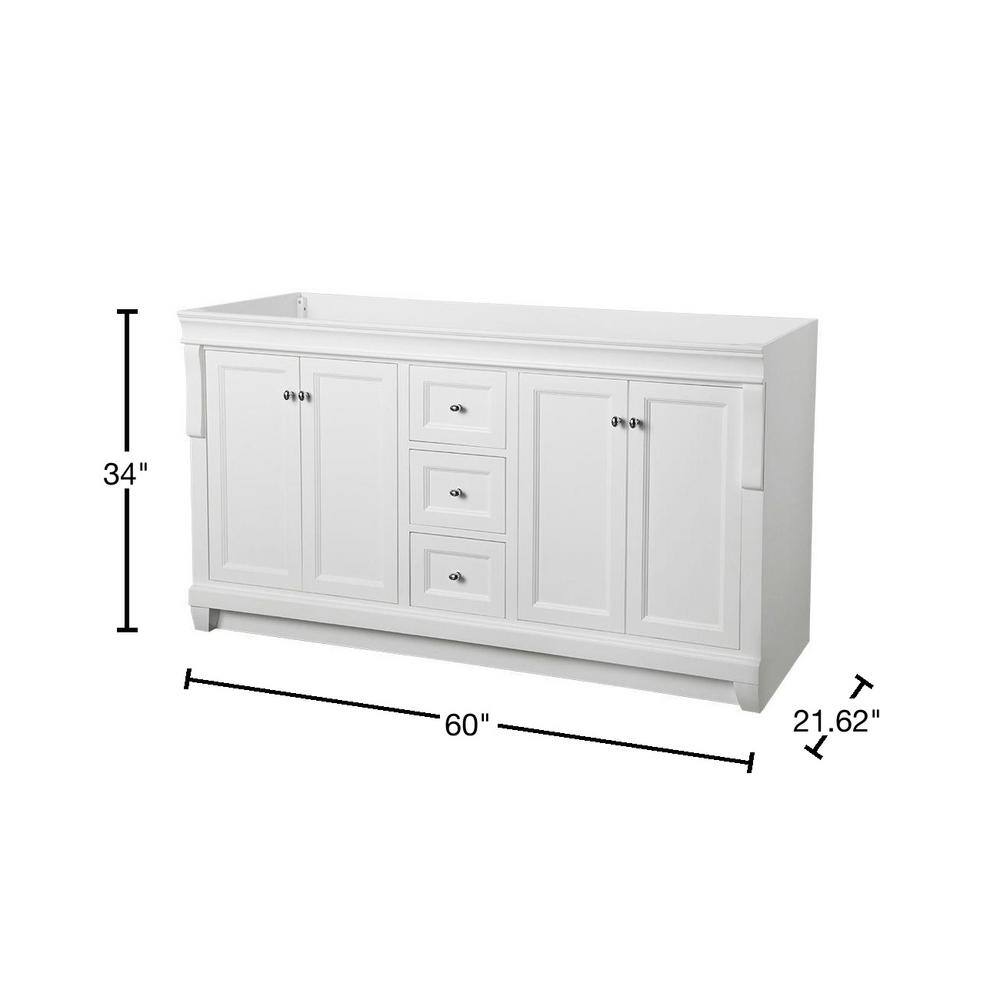 Home Decorators Collection Naples 60 in. W x 21-34 in. D Bath Vanity Cabinet Only in White nawa6021d