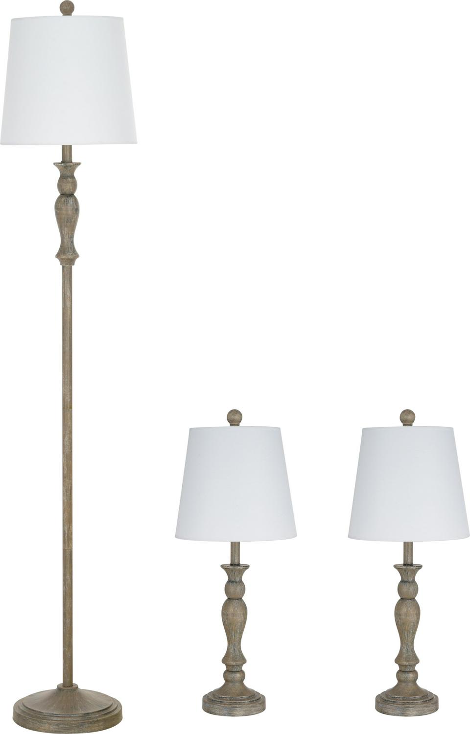 Better Homes and Gardens Modern Farmhouse 3-Pack Table and Floor Lamp Set， Wood