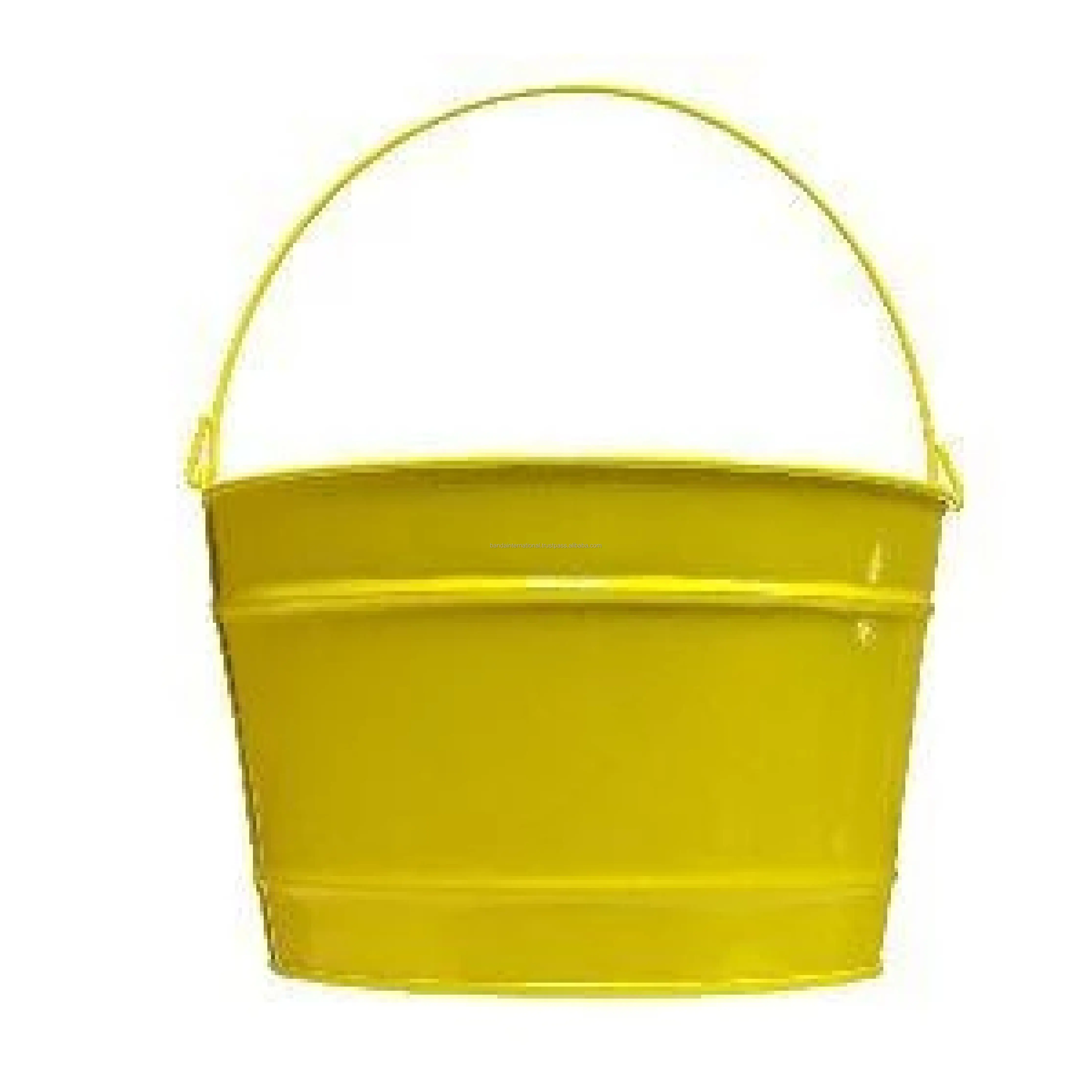 Garden Galvanized Plant Pots Wholesale Cheap Prices Tree Planters With Yellow Color Flower Pot Supplier India