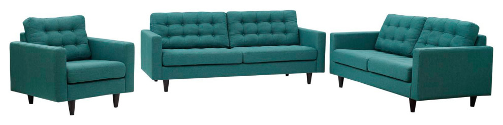 Teal Empress Sofa  Loveseat and Armchair Set of 3   Midcentury   Living Room Furniture Sets   by ShopFreely  Houzz