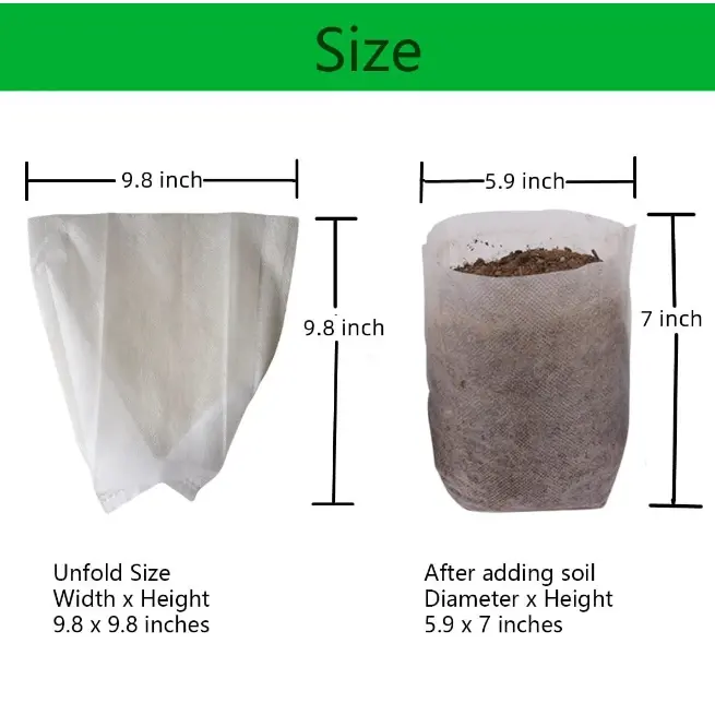 Plant Nursery Bags Non Woven Cloth Biodegradable Nursery Bags Garden Supplies For Vegetable Flower Saplings Tree Agriculture