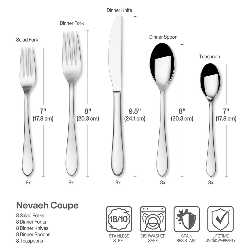 Fitz and Floyd 18.10 Nevaeh Coupe 45 Piece Flatware Set