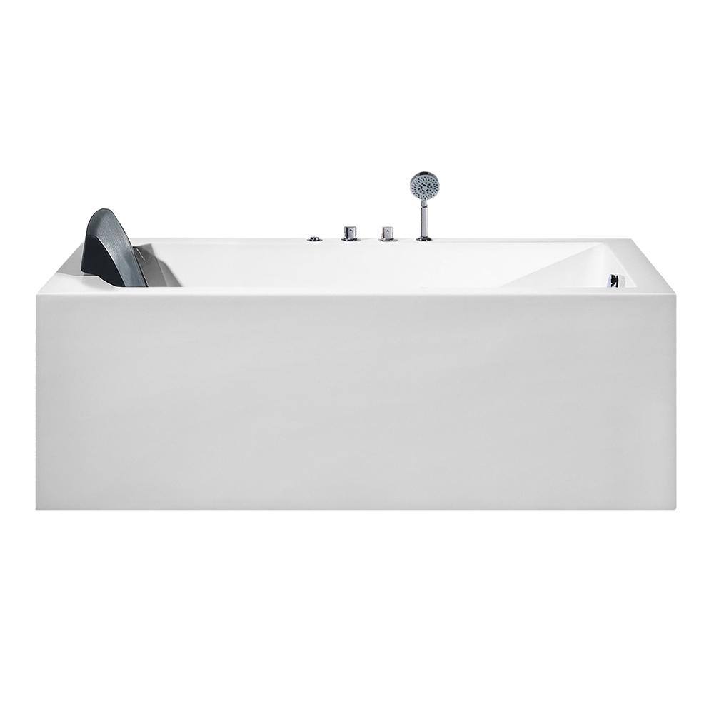 Ariel Platinum 71 in. Acrylic Right Drain Rectangular Alcove Whirlpool Bathtub in White PW1547032RW1