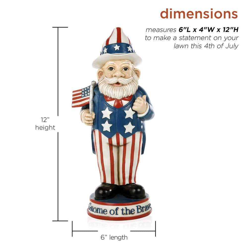 Alpine Corporation 12 in. H Uncle Sam Gnome of the Brave