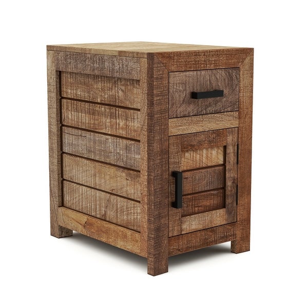 Furniture of America Anaisha Rustic Solid Wood Storage Side Table