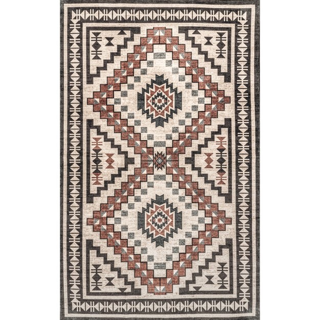 Nuloom Leighton Machine Washable Southwestern Medallion Area Rug