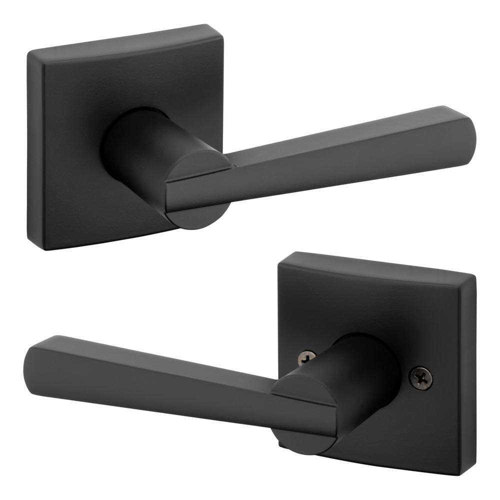 Baldwin Prestige Spyglass Matte Black HallCloset Door Lever with Microban Antimicrobial Technology 352SPLSQR514CP6