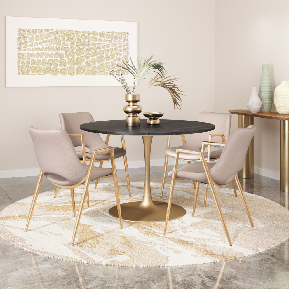 Desi Dining Chair  Set of 2 Beige/Gold   Midcentury   Dining Chairs   by Zuo Modern Contemporary  Houzz