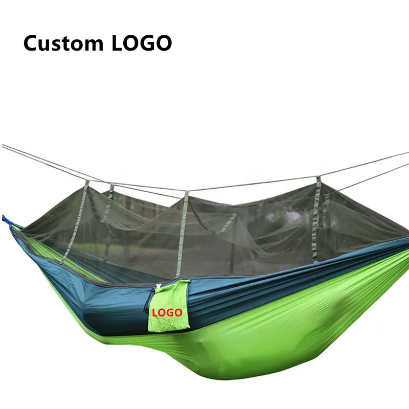 Sale Comfortable Easy Hanging 210T Parachute Hiking Foldable Swing Camping Outdoor Nylon Hammock With Mosquito Net