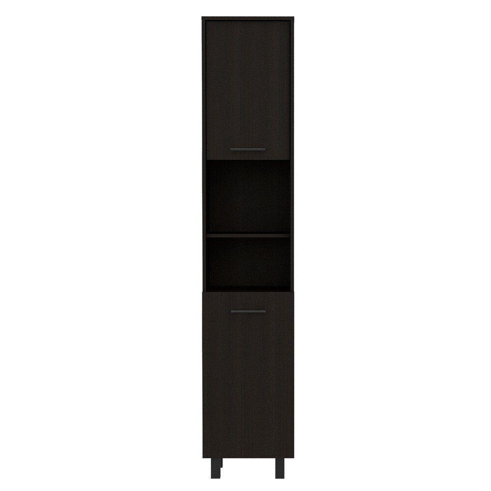 FM Furniture Sheffield 2 Door Pantry Cabinet  with Two 2 Cabinet Spaces and Two Open Shelves