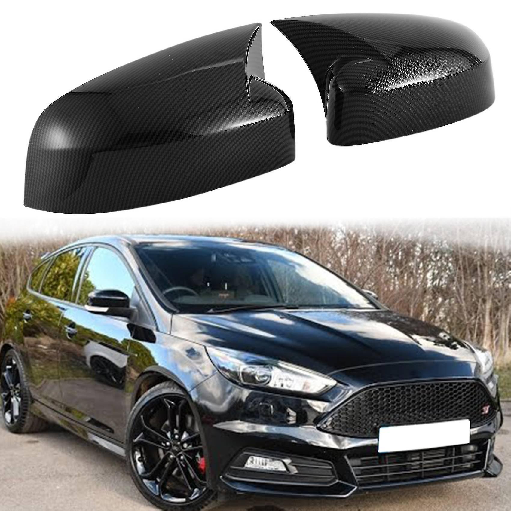 Car Glossy Black Ox Horn Rearview Side Glass Mirror Cover Trim Frame Side Mirror Caps For Focus Mk3