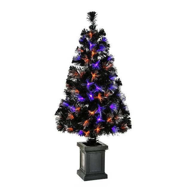 National Tree Company 4 Ft Halloween Black Fiber Optic Entrance Tree