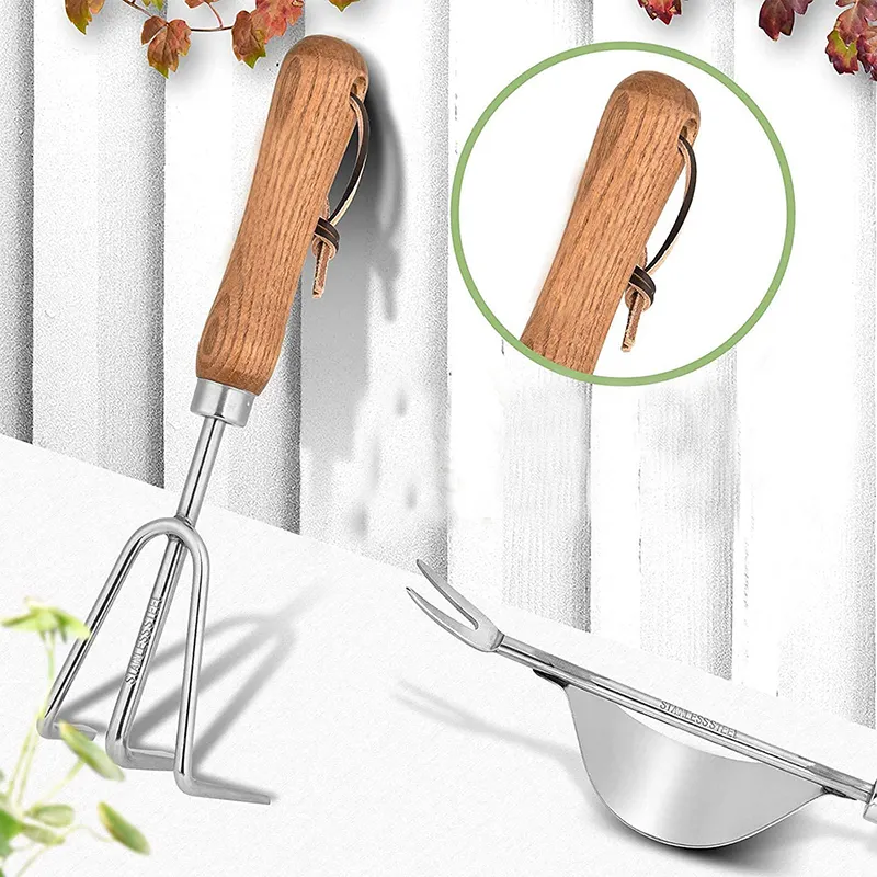 NEW stainless steel hand rake transplant shovel root lifter garden hand tool set for kid lady gardener