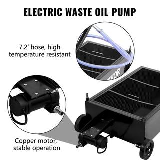 VEVOR Oil Drain Pan 25 Gal. Steel Low Profile Oil Change Tank Foldable Hand with Electric Pump Hose Swivel Casters for Car SUV QCPYP25JLDDYLBYC1V0