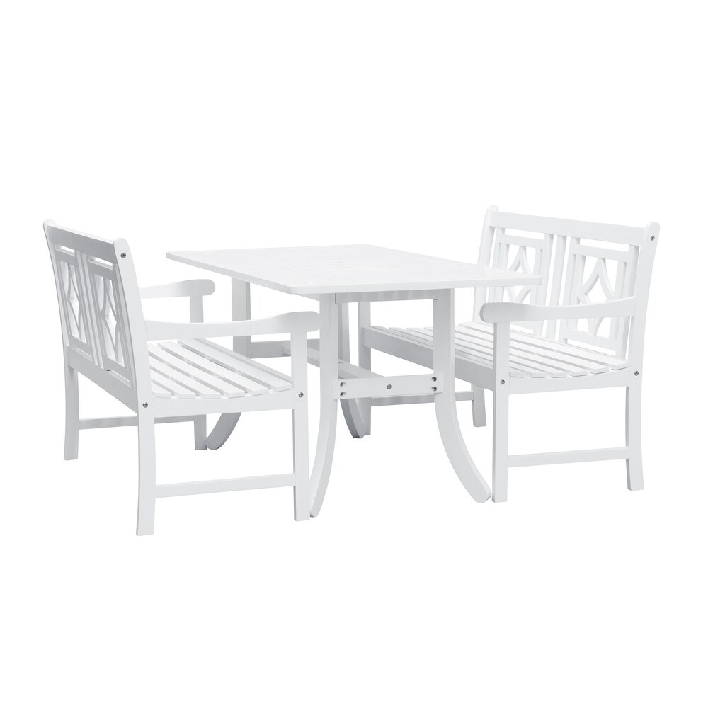 Hydaburg Outdoor 3 piece Wood Table Dining Set by Havenside Home