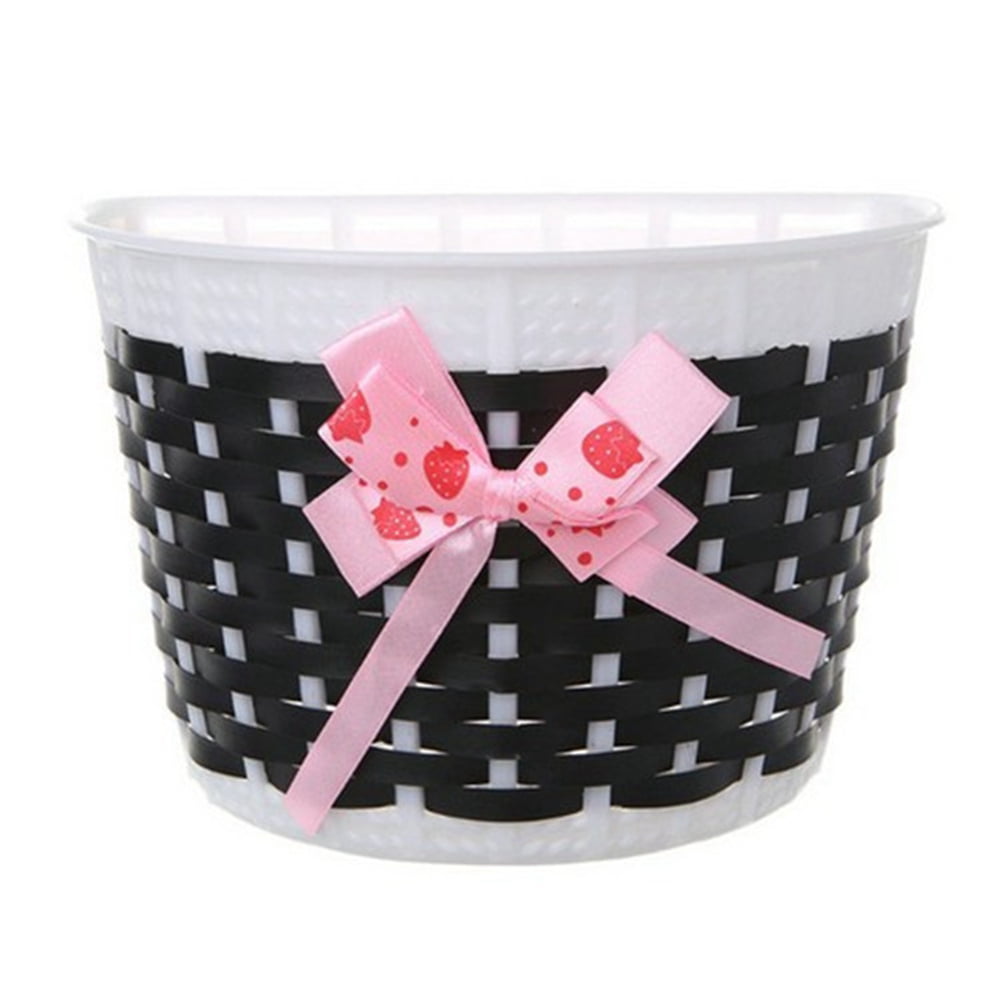 HOMEMAXS 3pcs Lovely Bike Basket Outdoor Knitted Bowknot Front Basket For Children Girl - Size S(Black)