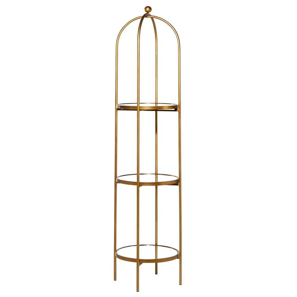 Litton Lane 73 in. x 18 in. Gold Metal Glam Wall Shelf 43307