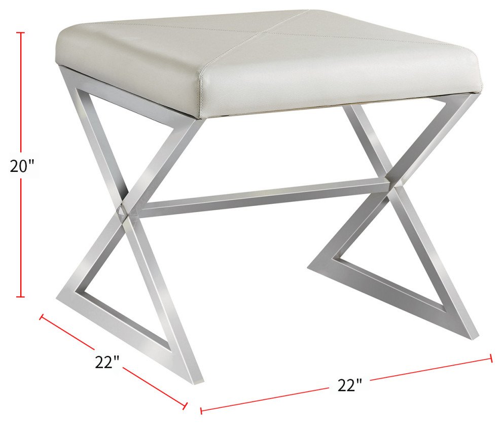 X Cross Square Ottoman  White and Chrome   Contemporary   Footstools And Ottomans   by Simple Relax  Houzz