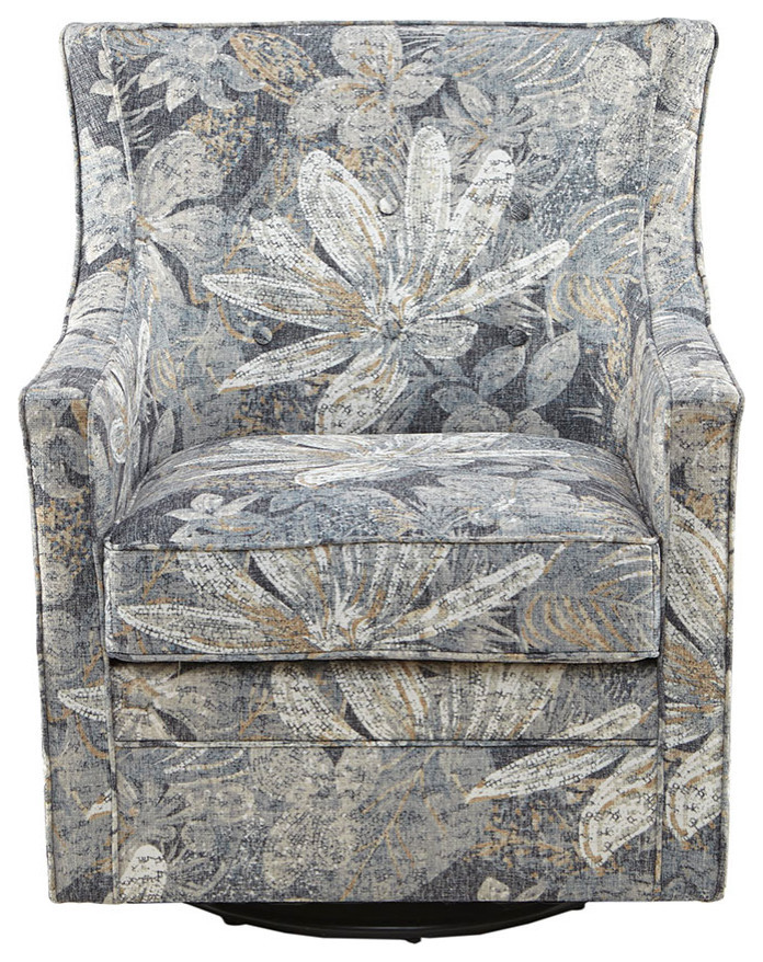 Madison Park Alana Floral Upholstered Swivel Accent Chair   Tropical   Gliders   by Olliix  Houzz