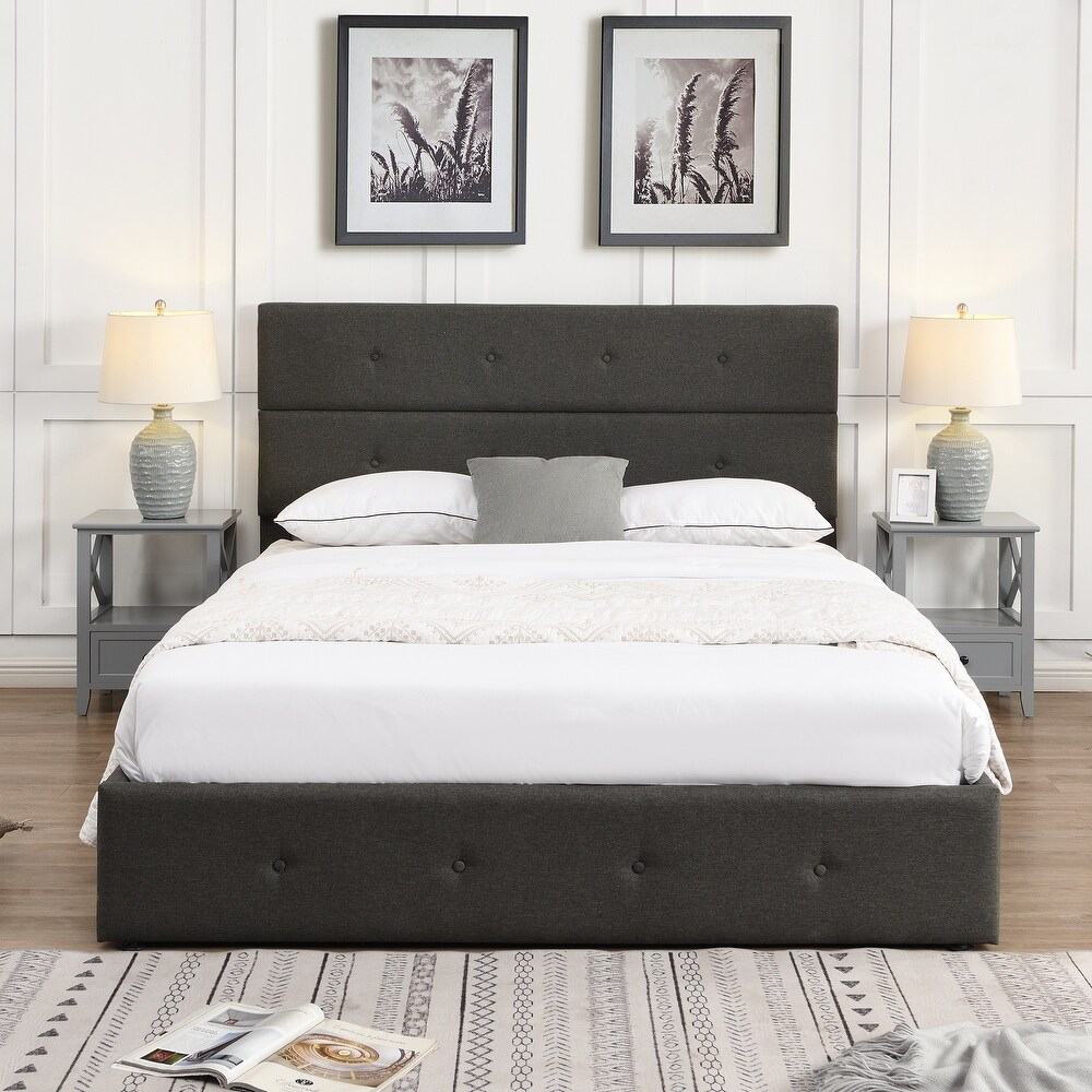 Upholstered Queen Platform Bed With A Hydraulic Storage System