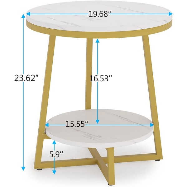 Industrial End Table， Round Side Table Table Small Coffee Accent Table