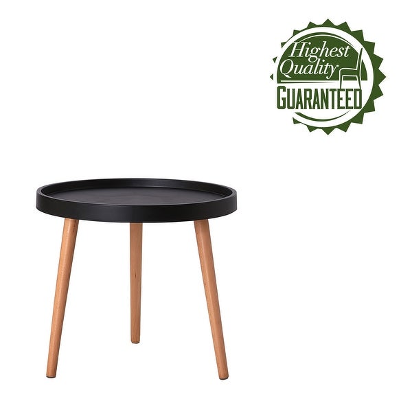 Porthos Home Eilis Side Table， Round Plastic Top， Beech Wood Legs