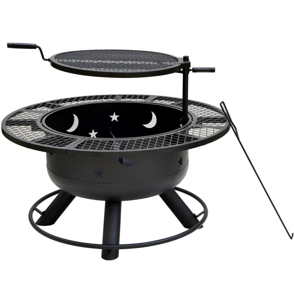 Sterling Oaks Nightstar 32.7 in. Fire Pit with Grill and Poker 52124