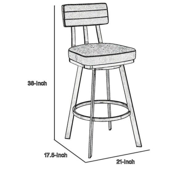 Col 26 Inch Swivel Counter Stool， Gray Faux Leather， Stainless Steel Frame