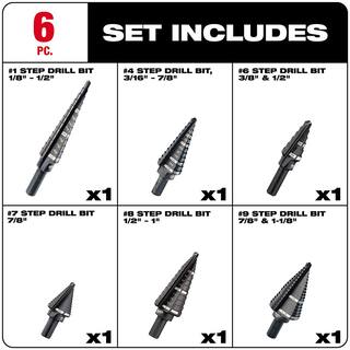 MW Black Oxide Step Drill Bit Set (6-Piece) 48-89-9224