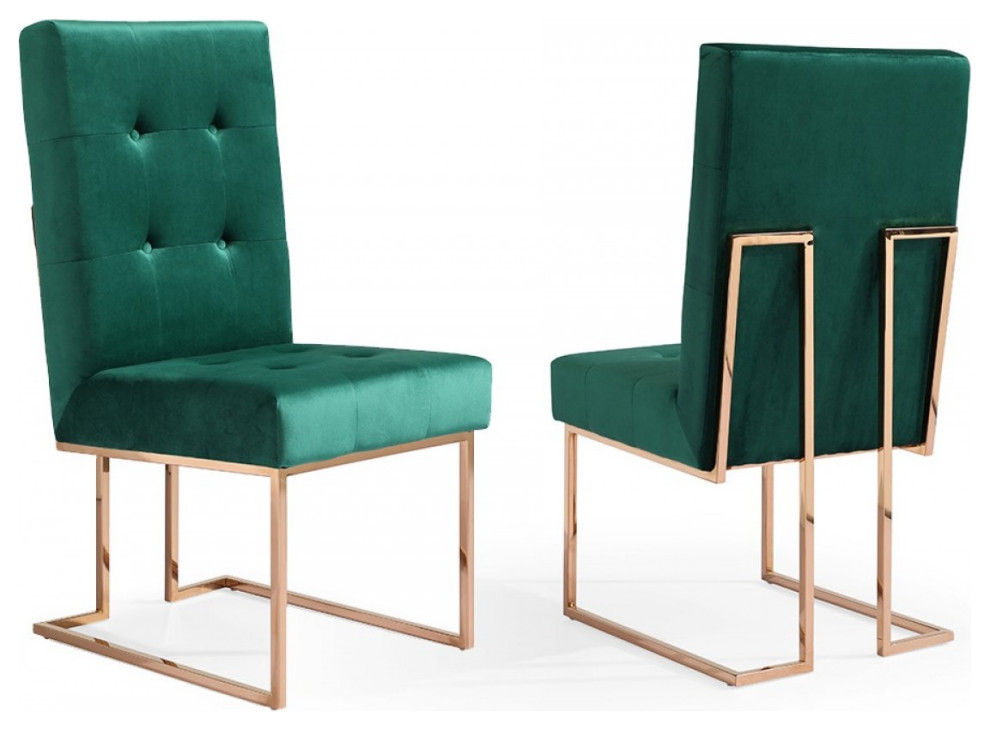 Modrest Legend Modern Green Velvet and Rosegold Dining Chair  Set of 2   Contemporary   Dining Chairs   by Vig Furniture Inc.  Houzz