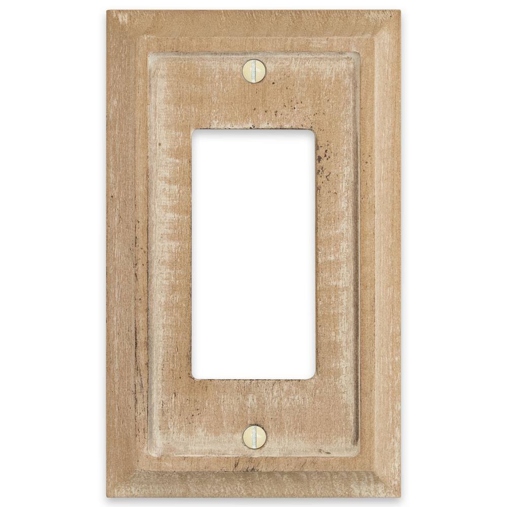 Hampton Bay MacKinnon 1-Gang Rocker Wood Wall Plate - Weathered White 430RWWHB