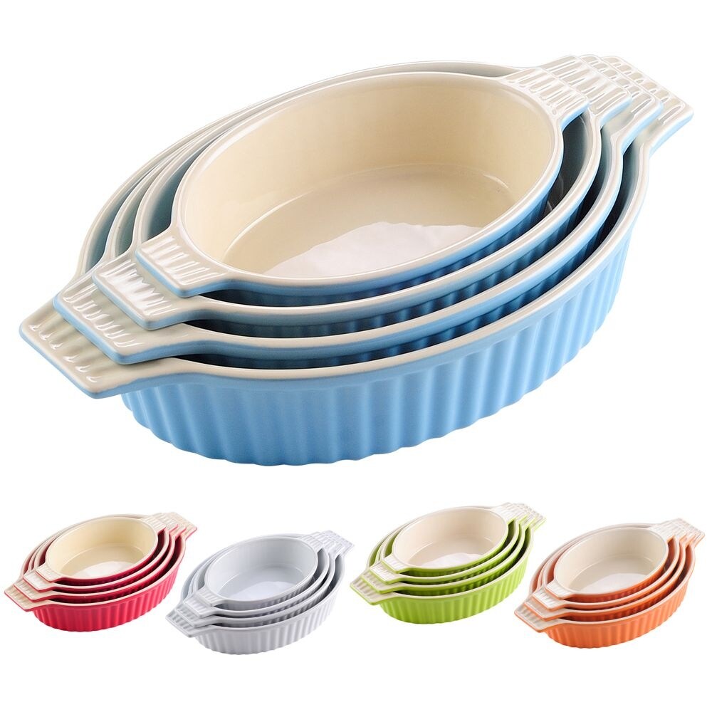 MALACASA  Series Bake.Bake  Ceramic Oval Baking Dish Bakeware Set