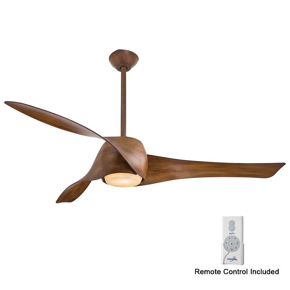 MINKA-AIRE Artemis 58 in. Integrated LED Indoor Distressed Koa Ceiling Smart Fan with Light and Remote Control F803DL-DK