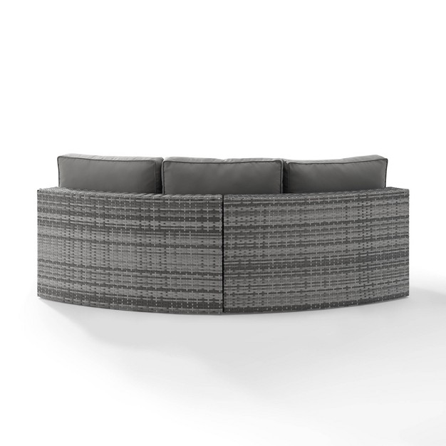 Catalina Wicker Round Sectional Sofa Gray Crosley