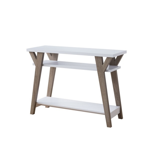 Ennis Transitional Console Table White distressed Taupe Homes Inside Out