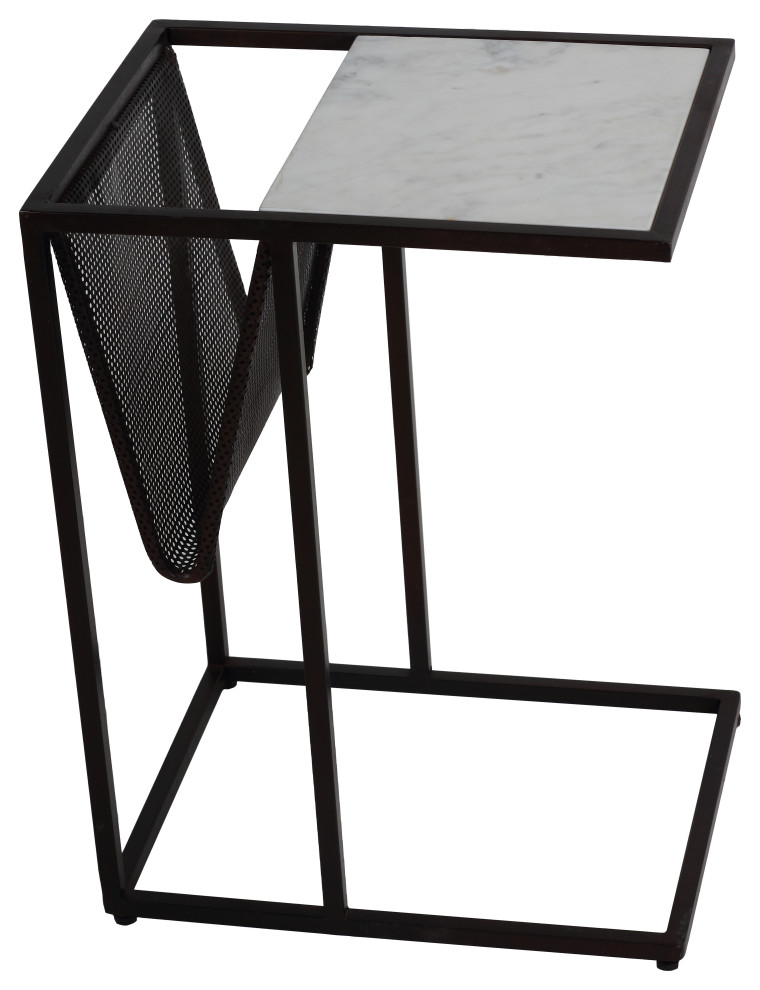 Bare Decor Maggi Magazine Rack Table  Black Metal With Marble   Transitional   Side Tables And End Tables   by CozyStreet  Houzz